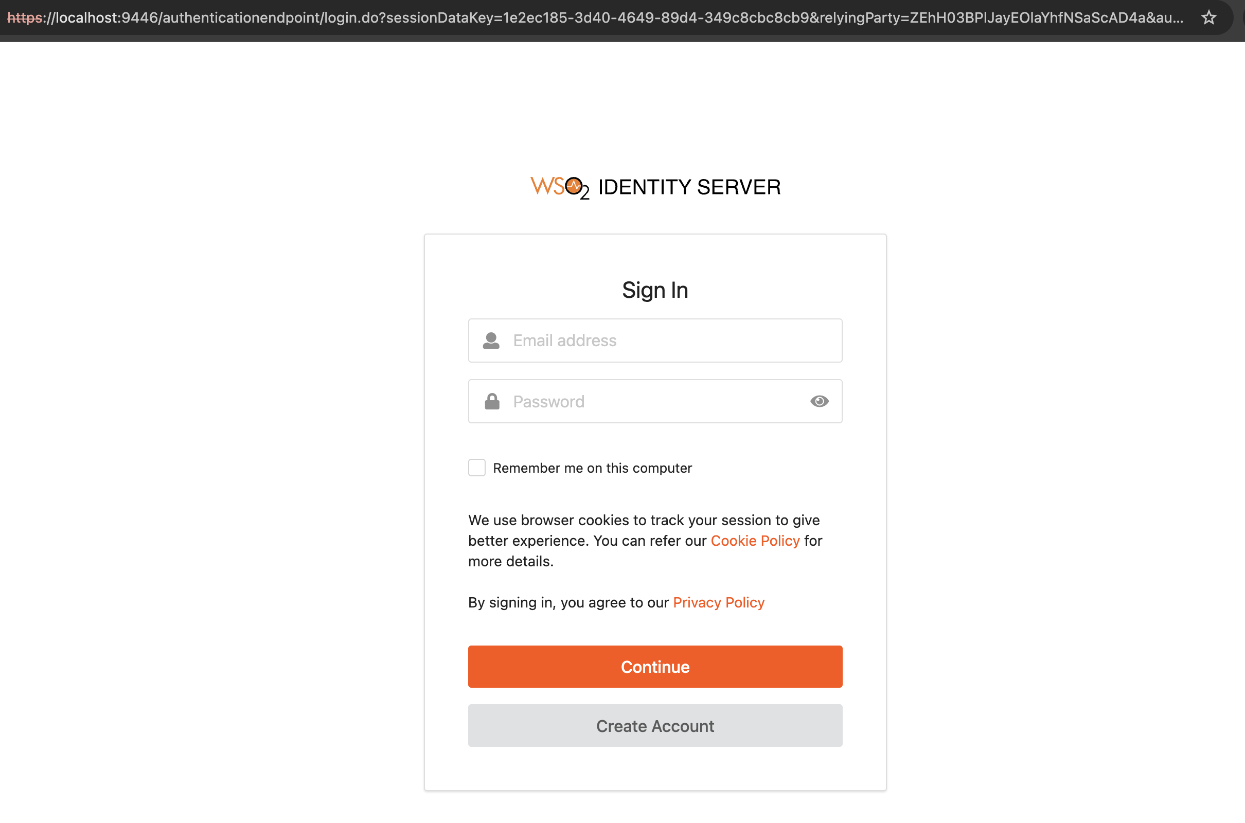 login screen